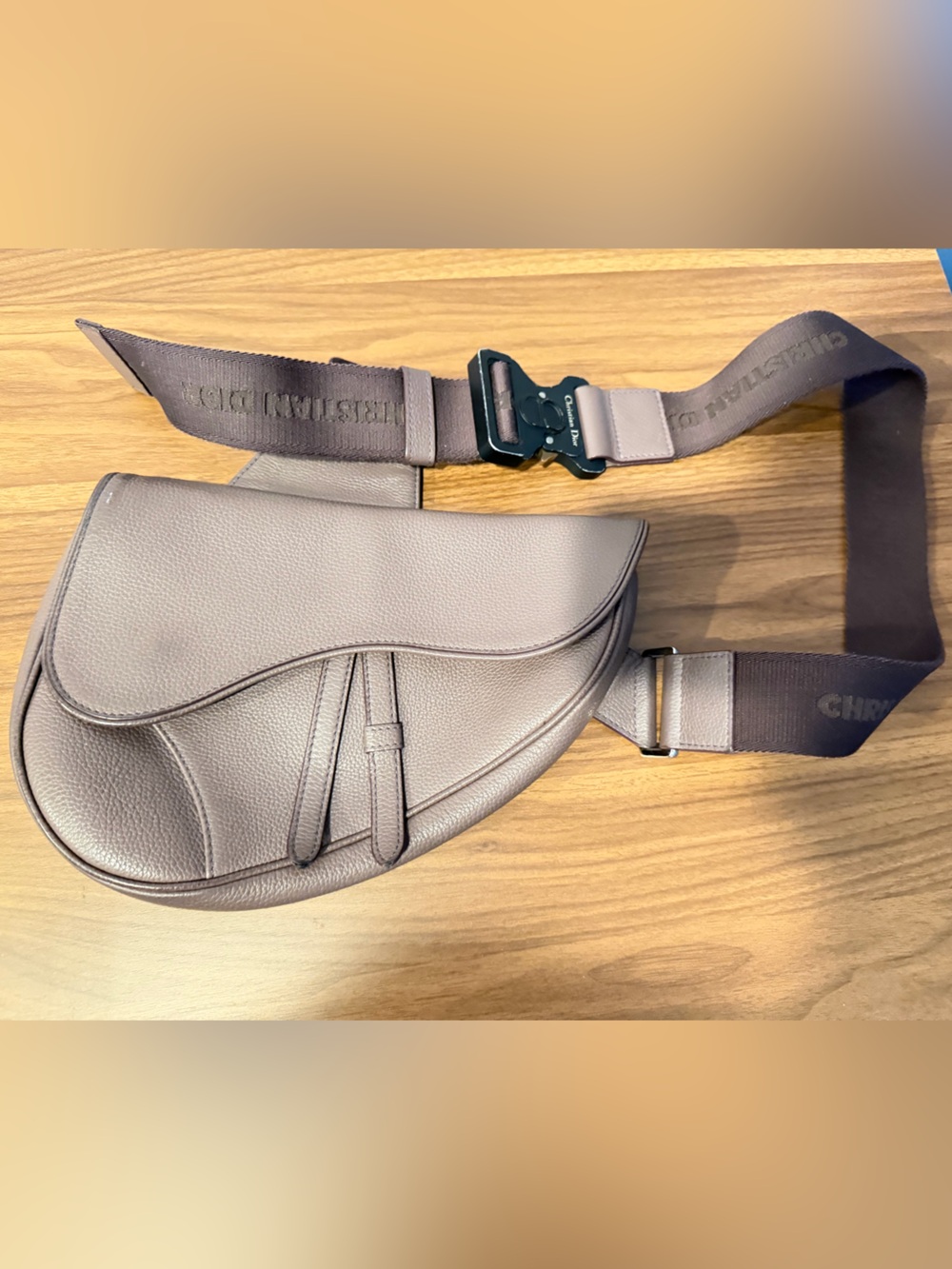 Dior Taupe Saddlebelt Leather Belt Bag